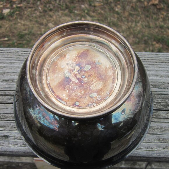 Gorham Vintage Silver-Plated Revere Style 6.5" Bowl Tarnished Pedestal 1960s - Picture 8 of 9